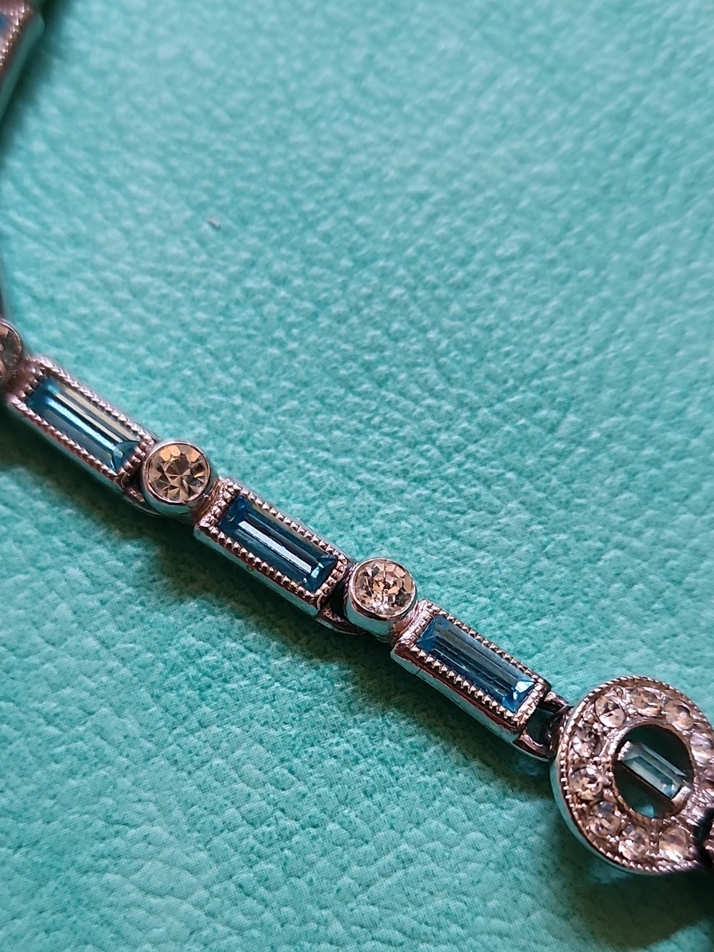 Silver-Tone Blue Crystal Link Bracelet - Elegant Women’s Jewelry